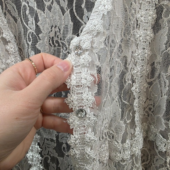 Passion Concept Womens Boho Lacey Open Kimono Top Size M Off White Festival - Picture 2 of 10